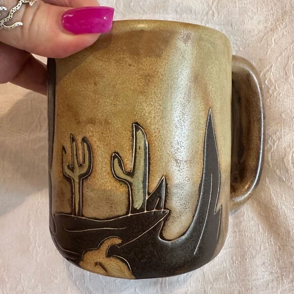 MARA Pottery Mug Mexico LG Coffee Tea Cup Southwestern Cactus - Picture 3 of 7